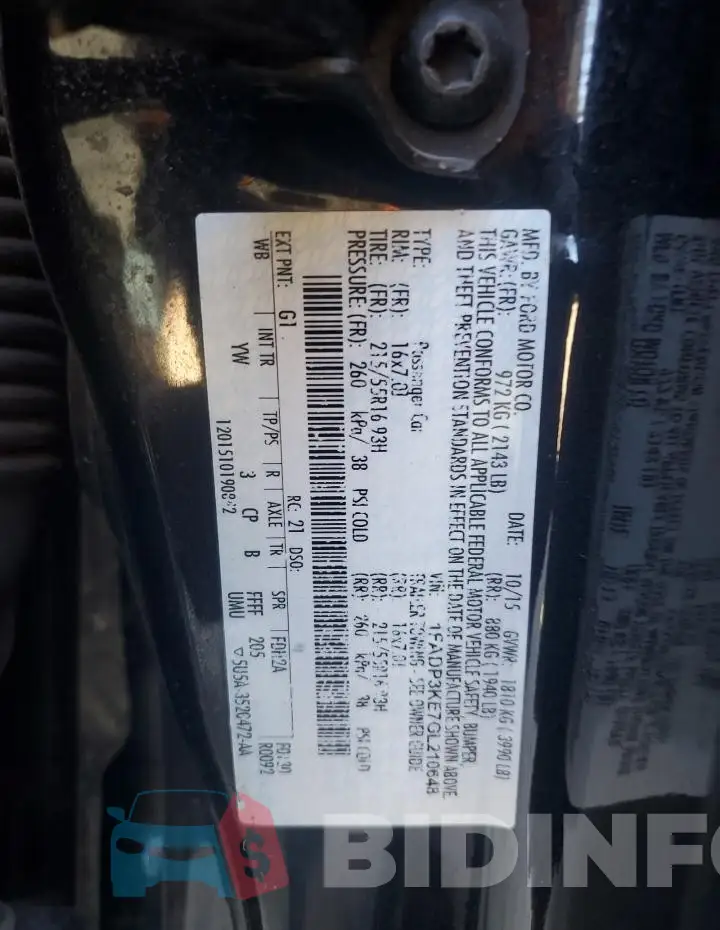 1FADP3KE7GL210648 Photo# 12