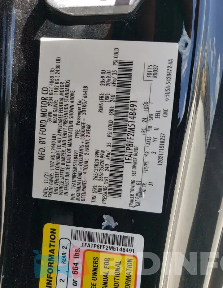 1FATP8FF2M5148491 Photo# 13