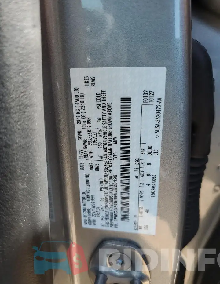 1FMCU9G66NUB20199 Photo# 12
