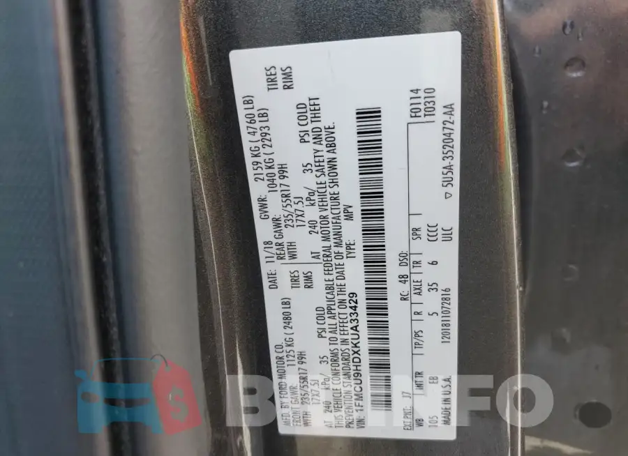 1FMCU9HDXKUA33429 Photo# 13