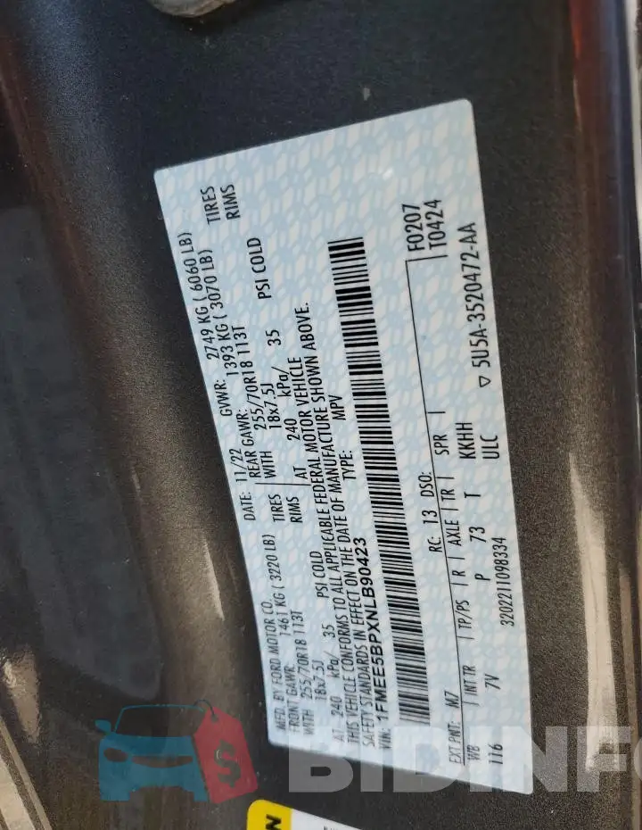 1FMEE5BPXNLB90423 Photo# 14