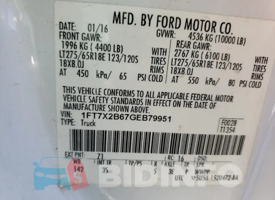 1FT7X2B67GEB79951 Photo# 12