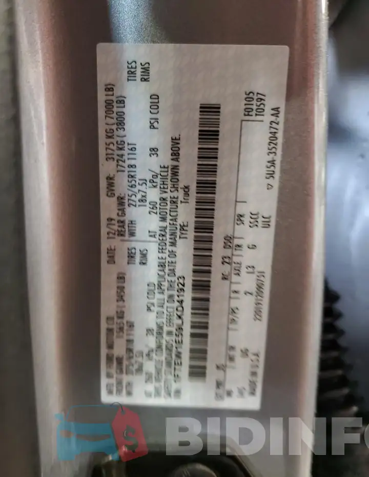 1FTEW1E59LKD41923 Photo# 12