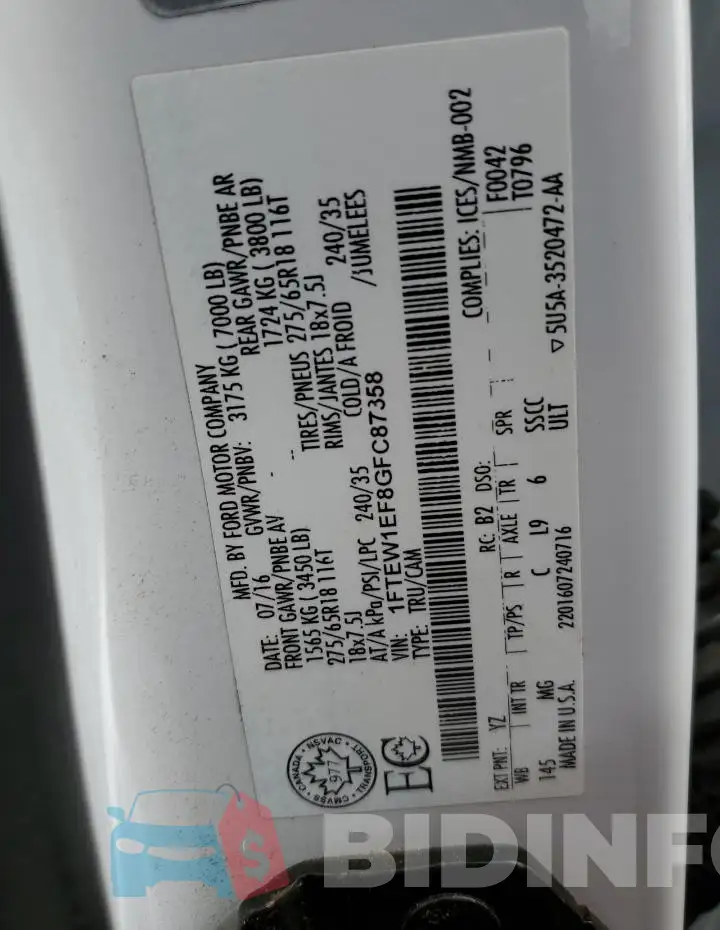 1FTEW1EF8GFC87358 Photo# 12