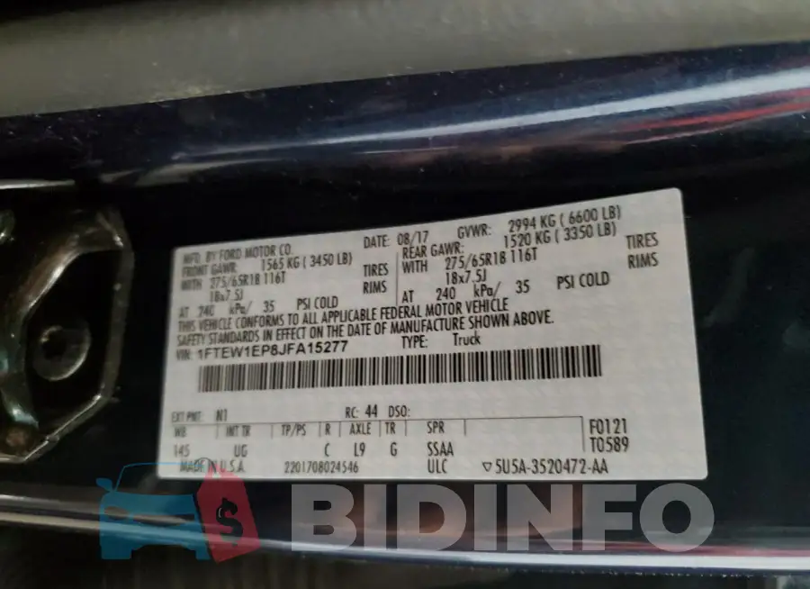1FTEW1EP8JFA15277 Photo# 13
