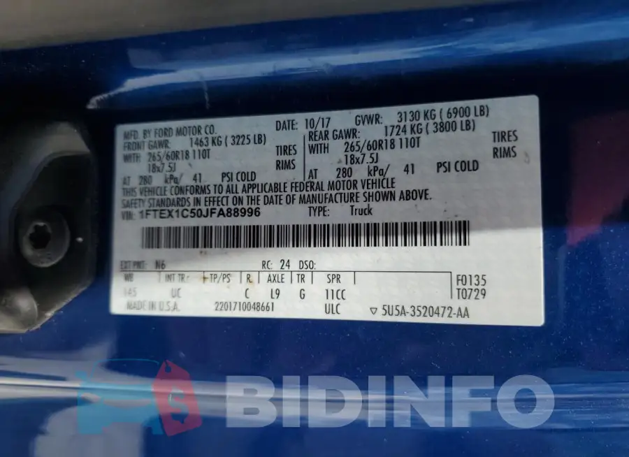 1FTEX1C50JFA88996 Photo# 13