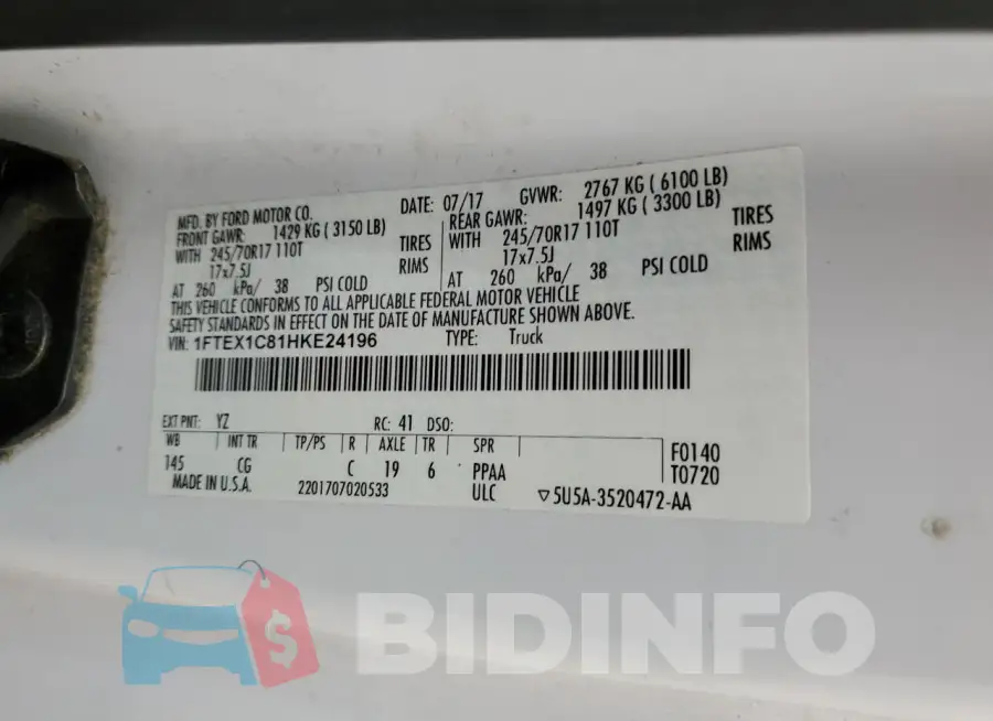 1FTEX1C81HKE24196 Photo# 12