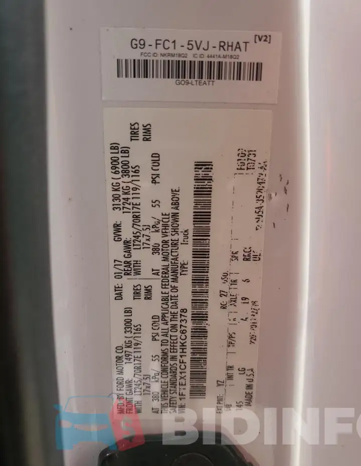 1FTEX1CF1HKC67378 Photo# 12