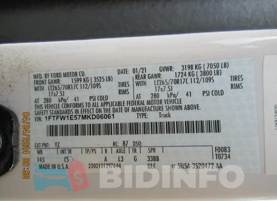 1FTFW1E57MKD06061 Photo# 10