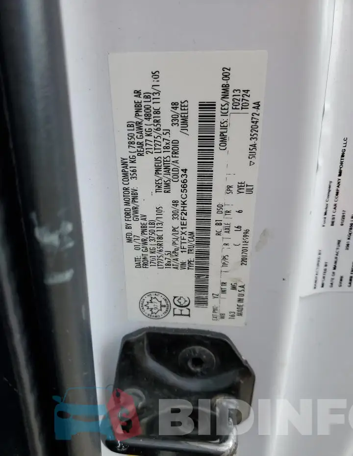 1FTFX1EF2HKC56634 Photo# 12