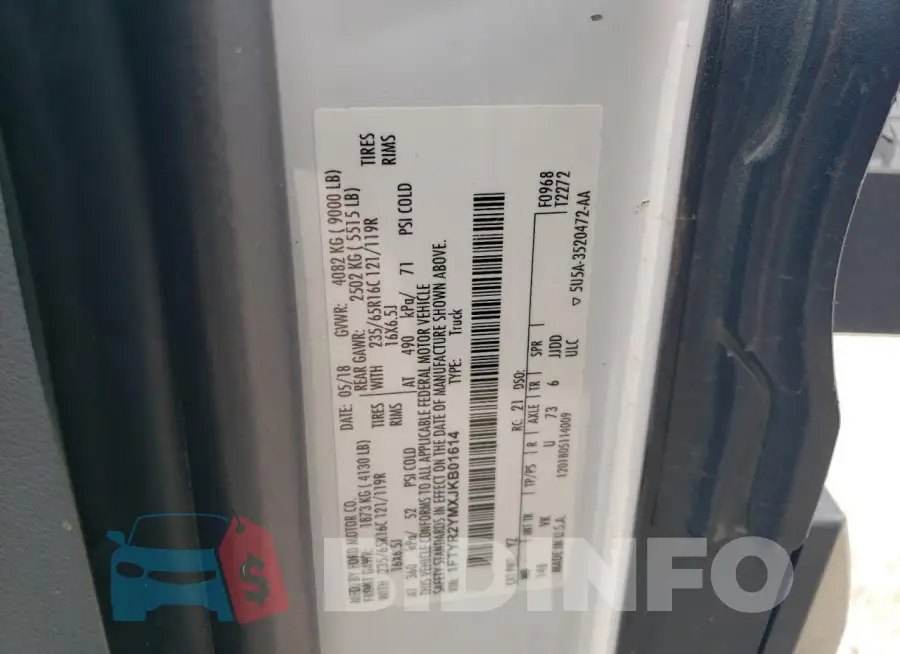 1FTYR2YMXJKB01614 Photo# 13