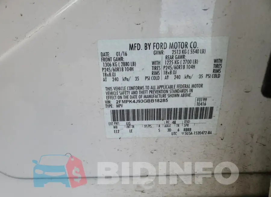 2FMPK4J93GBB18285 Photo# 13