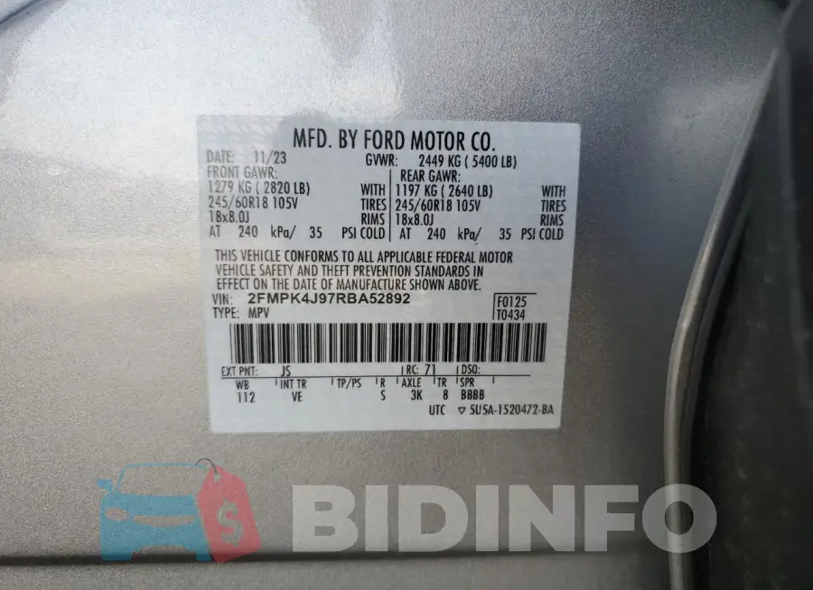 2FMPK4J97RBA52892 Photo# 13