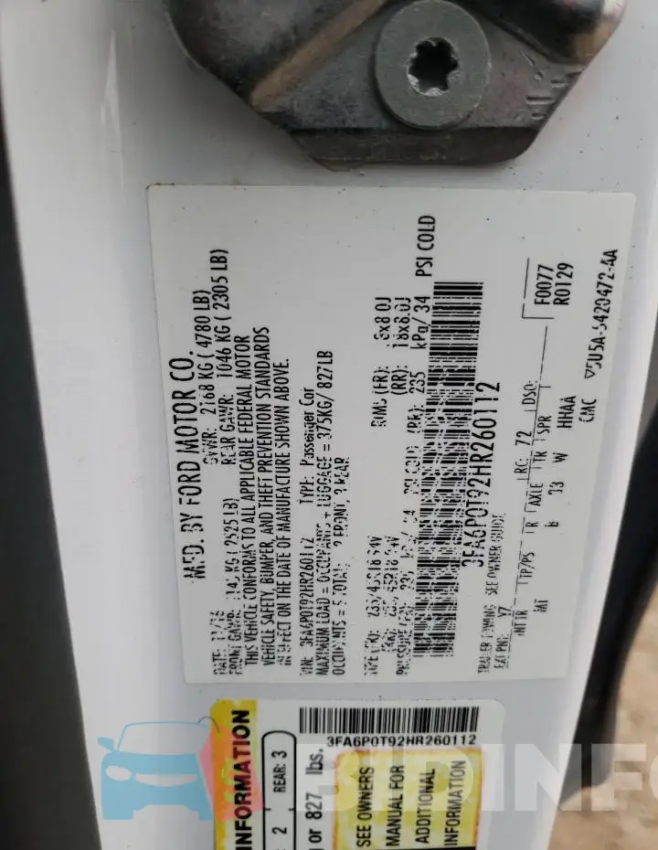 3FA6P0T92HR260112 Photo# 12