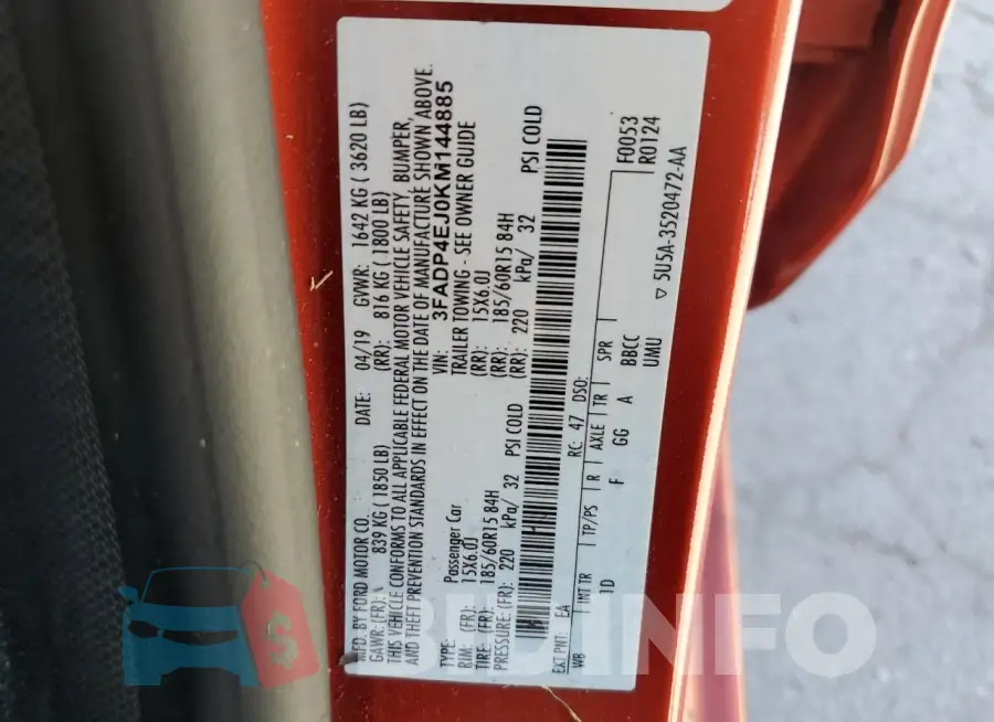 3FADP4EJ0KM144885 Photo# 13