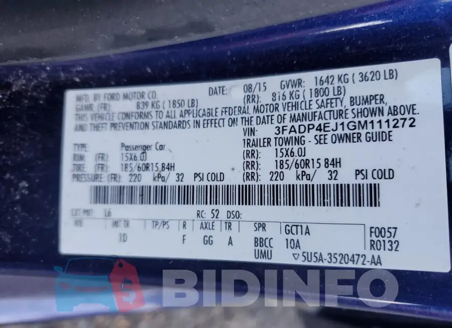 3FADP4EJ1GM111272 Photo# 12