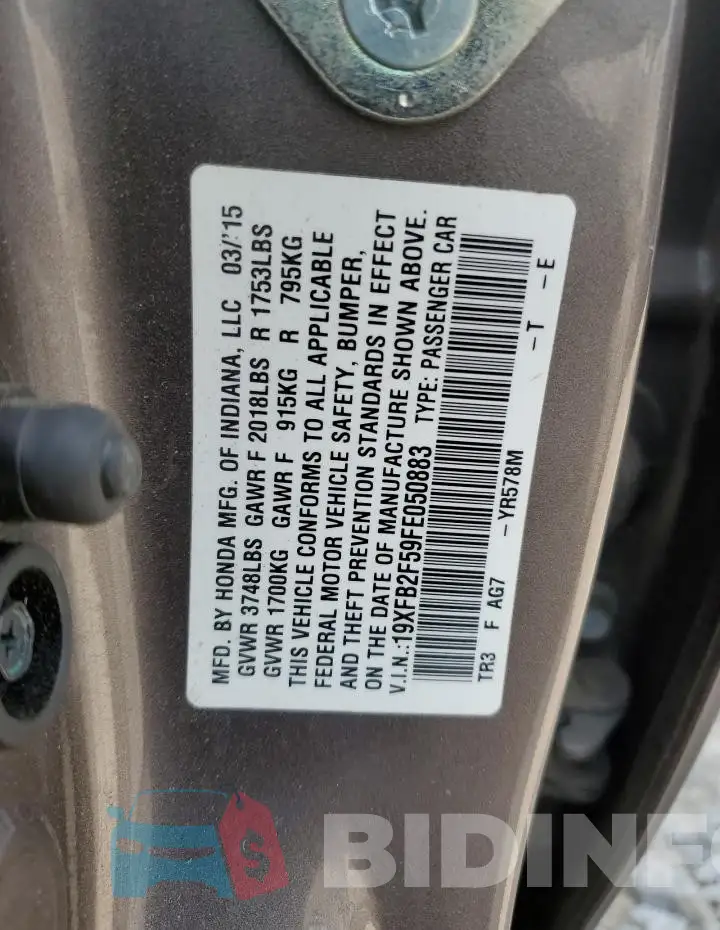19XFB2F59FE050883 Photo# 13