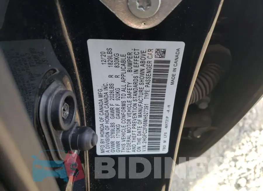 2HGFC2F66MH527391 Photo# 13