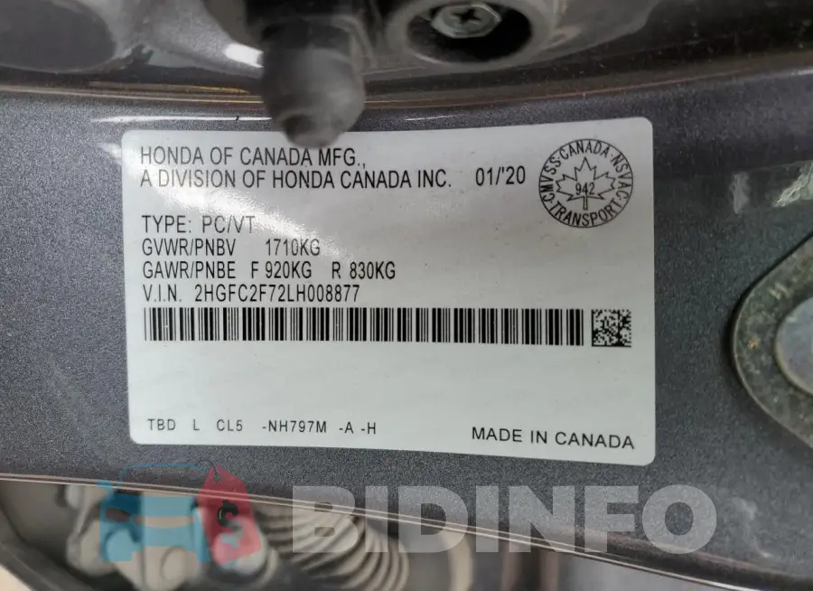 2HGFC2F72LH008877 Photo# 12