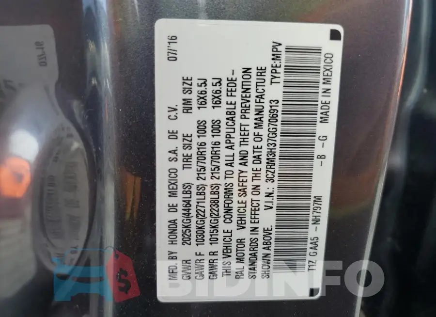 3CZRM3H37GG706913 Photo# 14