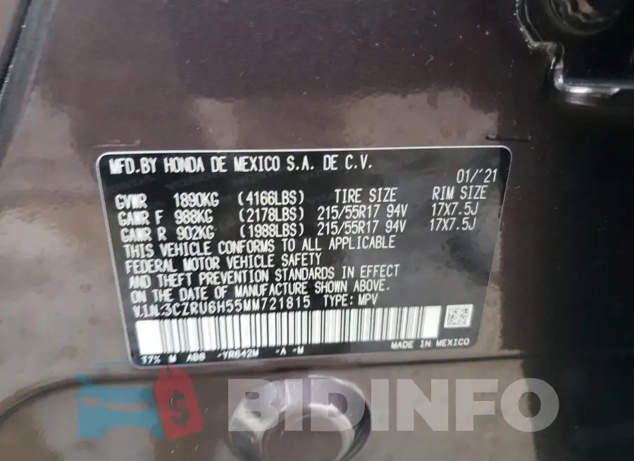 3CZRU6H55MM721815 Photo# 12