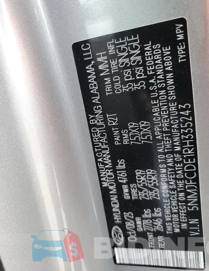 5NMJFCDE1RH335243 Photo# 14
