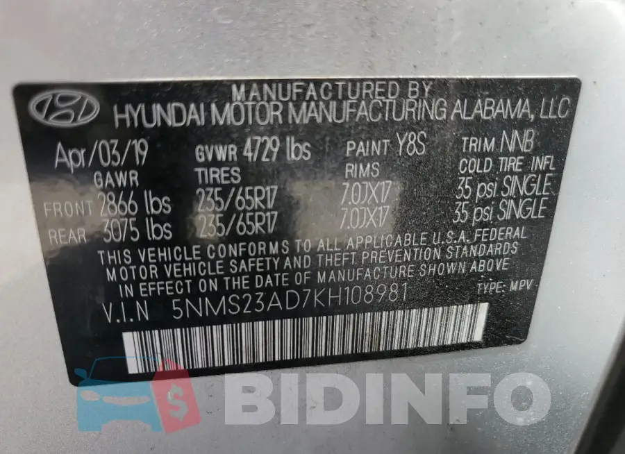 5NMS23AD7KH108981 Photo# 13