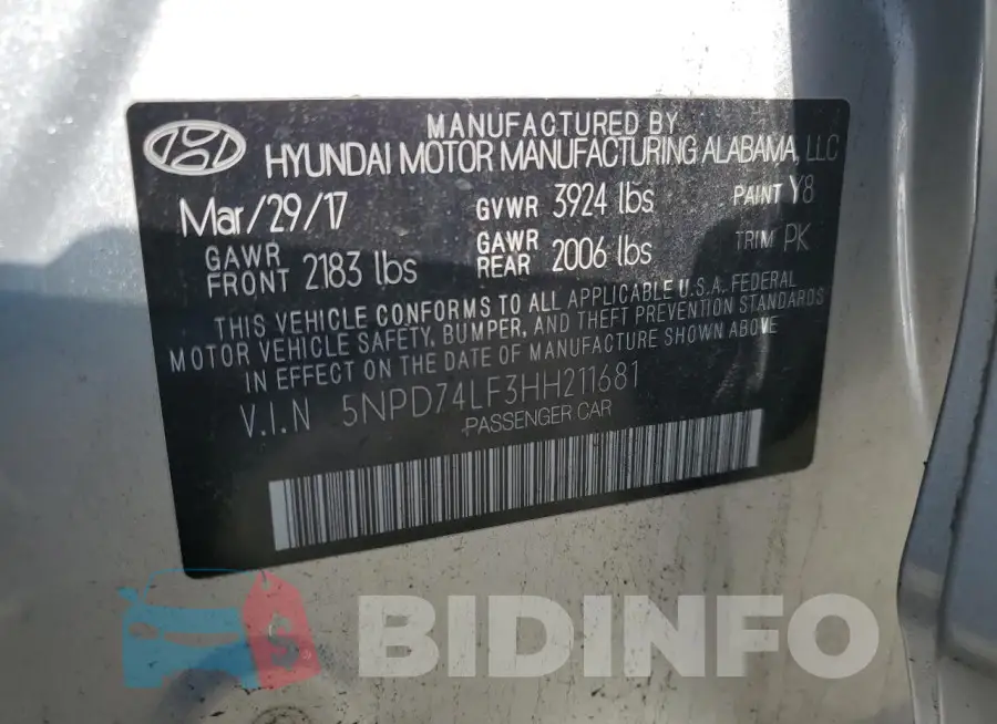 5NPD74LF3HH211681 Photo# 12