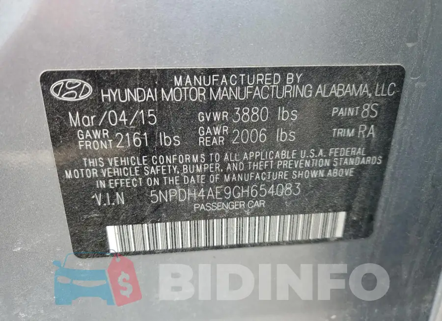5NPDH4AE9GH654083 Photo# 12