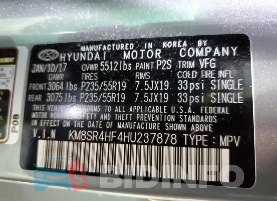 KM8SR4HF4HU237878 Photo# 12