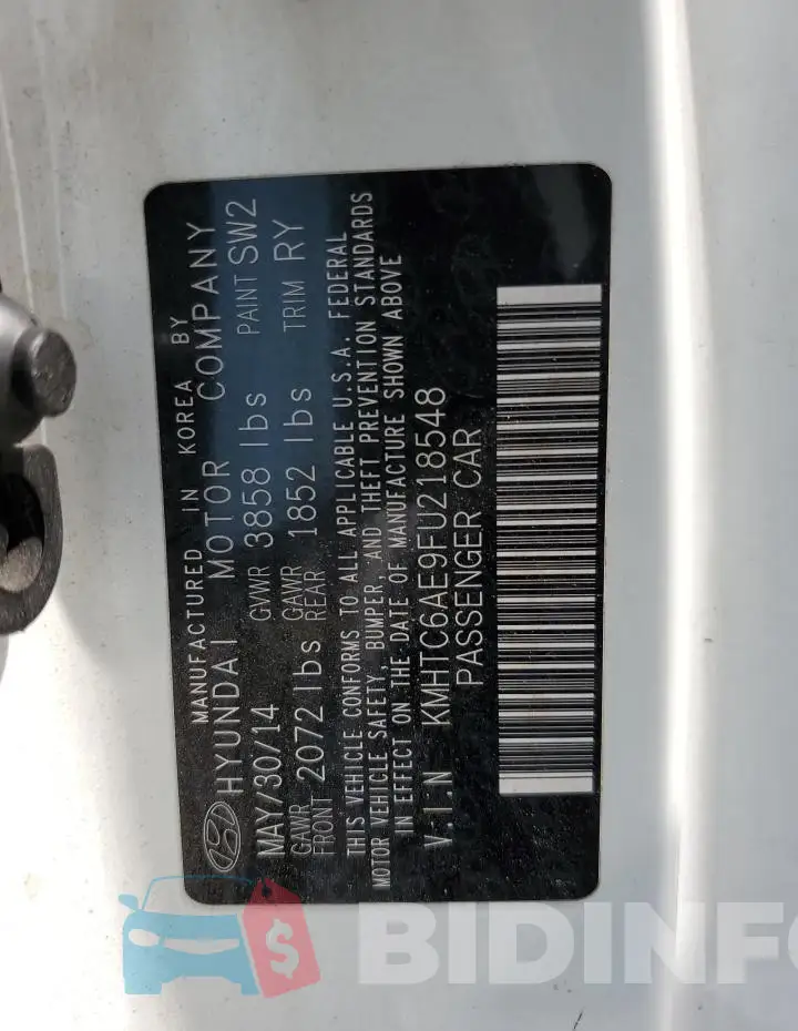 KMHTC6AE9FU218548 Photo# 13