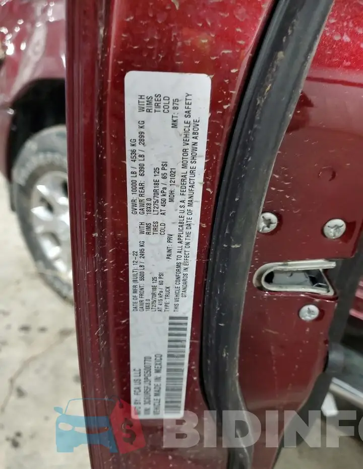 3C6UR5FJ3PG500770 Photo# 12