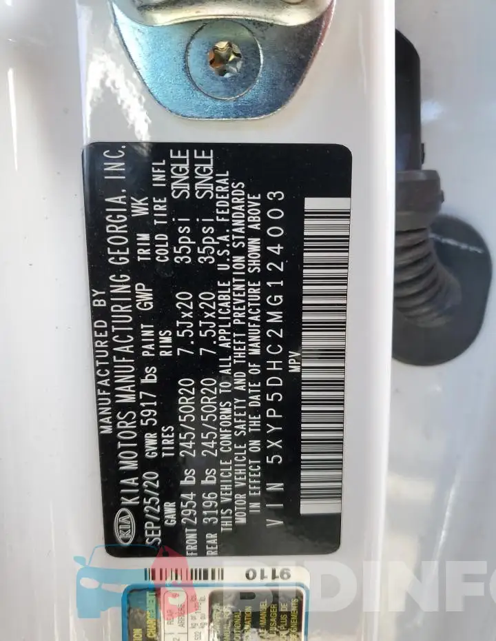5XYP5DHC2MG124003 Photo# 12