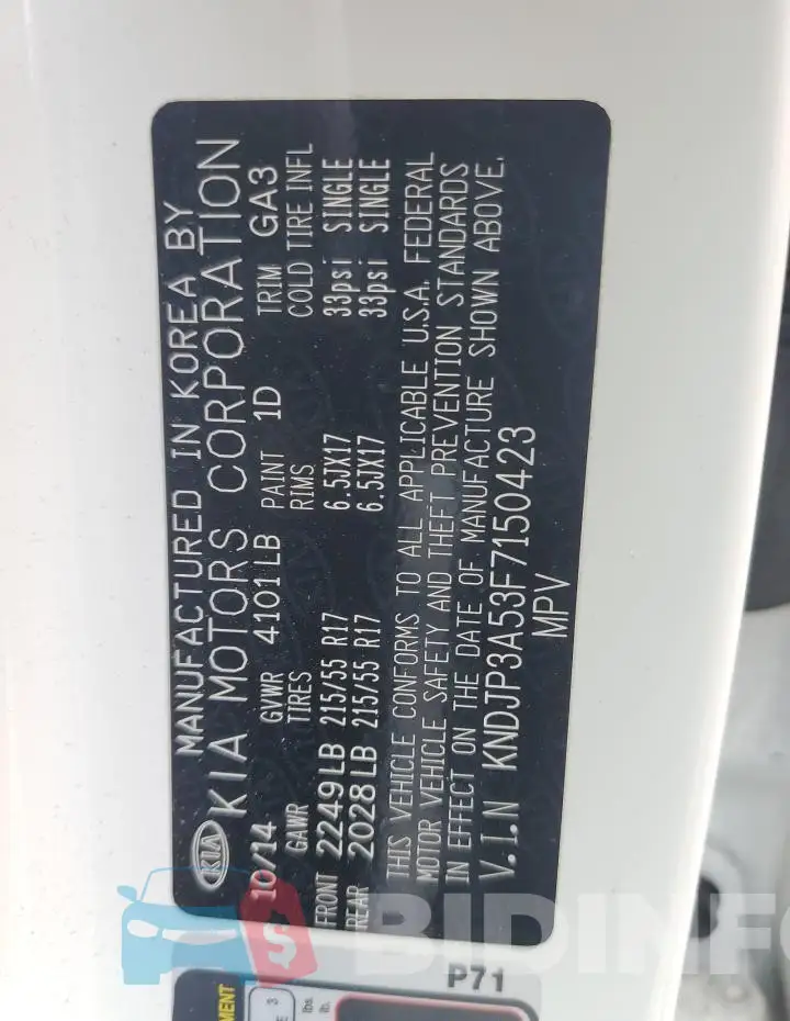 KNDJP3A53F7150423 Photo# 12