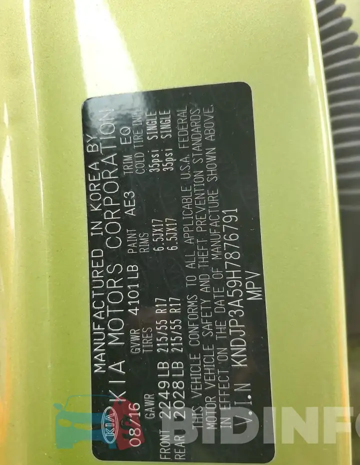 KNDJP3A59H7876791 Photo# 13