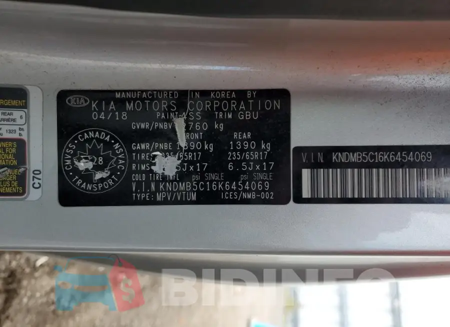 KNDMB5C16K6454069 Photo# 14