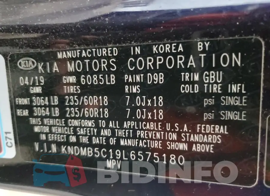 KNDMB5C19L6575180 Photo# 14