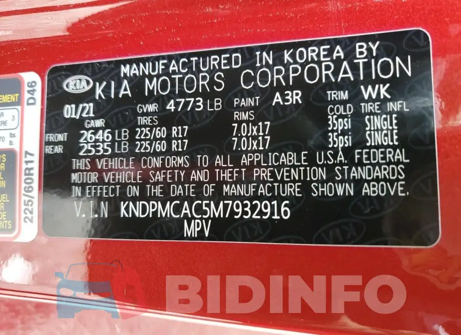 KNDPMCAC5M7932916 Photo# 13