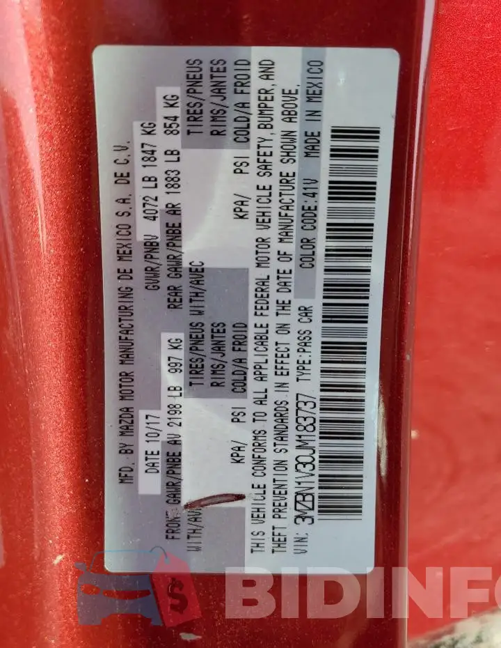 3MZBN1V30JM183737 Photo# 12