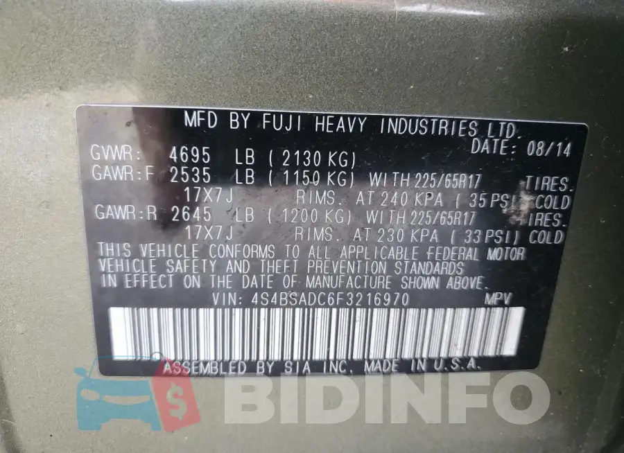4S4BSADC6F3216970 Photo# 12