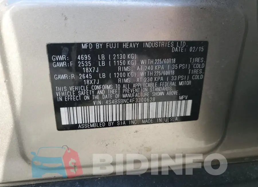4S4BSBNC4F3300628 Photo# 12