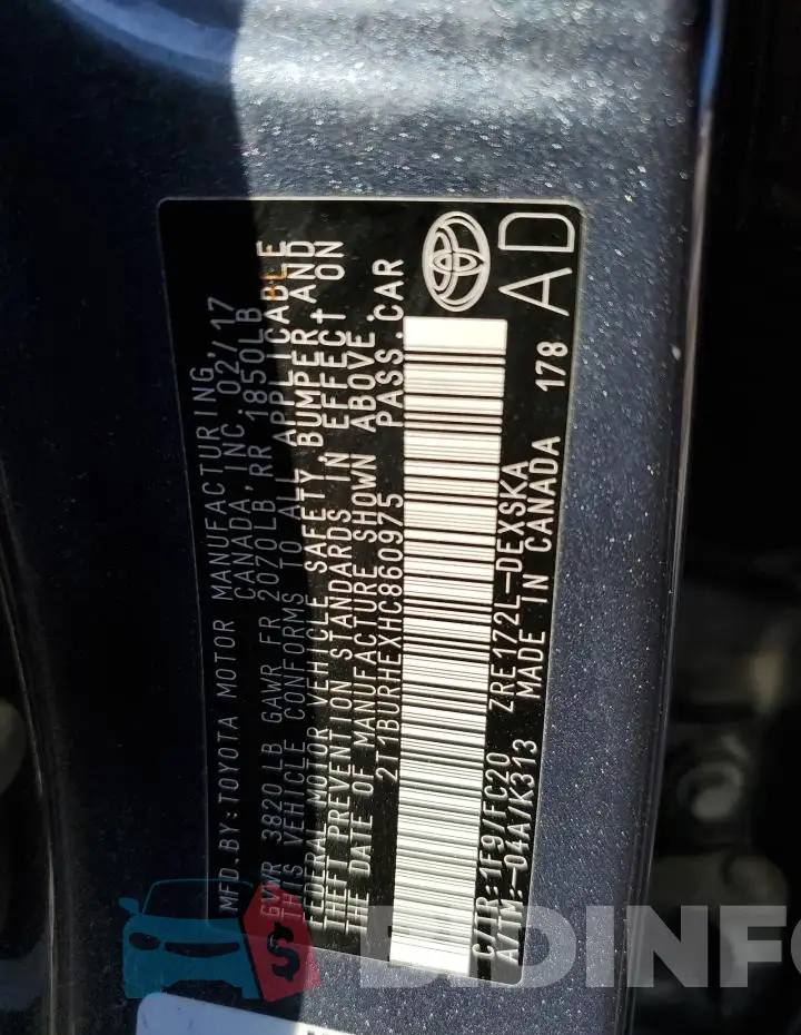 2T1BURHEXHC860975 Photo# 12