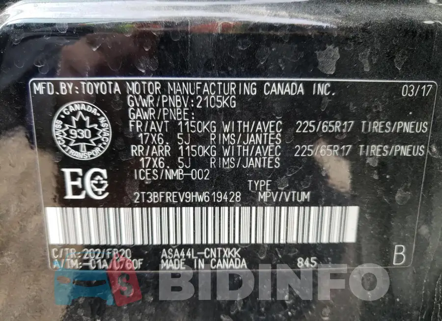 2T3BFREV9HW619428 Photo# 13