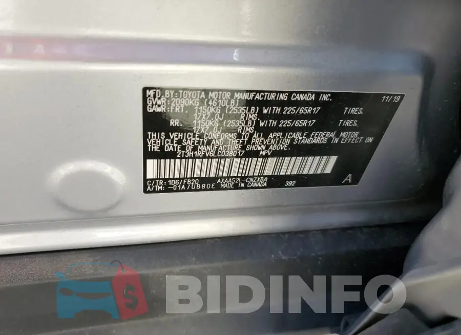 2T3H1RFV6LC038017 Photo# 14