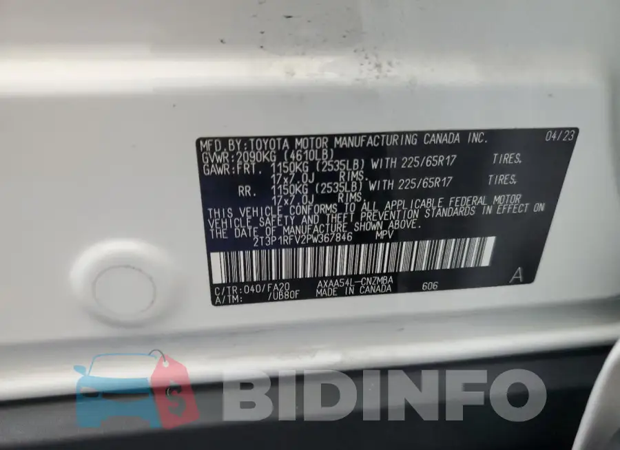 2T3P1RFV2PW367846 Photo# 13