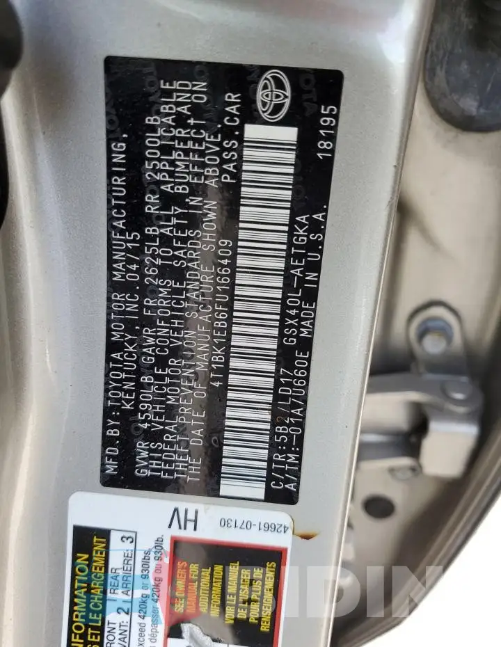4T1BK1EB6FU166409 Photo# 12