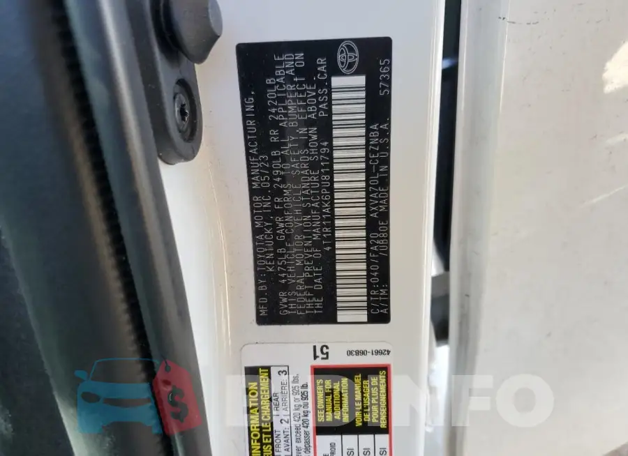 4T1R11AK6PU811794 Photo# 12