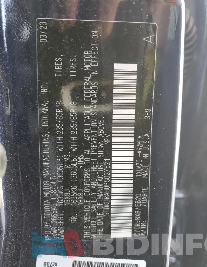 5TDKDRAH0PS027521 Photo# 14
