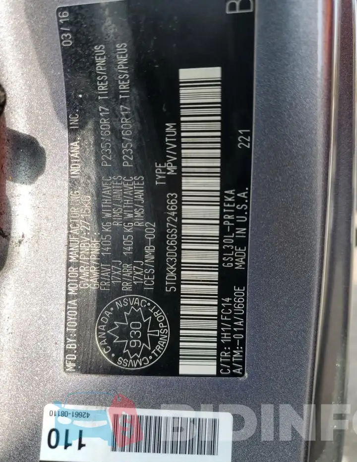 5TDKK3DC6GS724663 Photo# 13