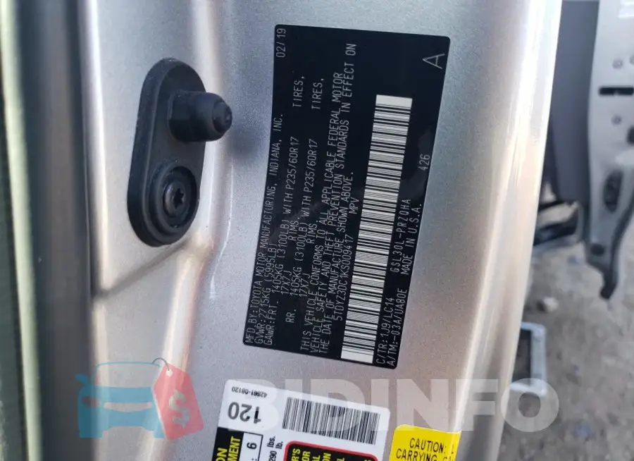 5TDYZ3DC1KS009417 Photo# 14